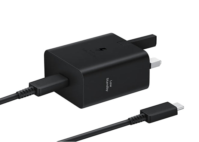 شاحن سامسونج بقوة 45 واط USB-C مع كيبل 1.8 متر شحن سريع|أسود شاحن سامسونج بقوة 45 واط USB-C مع كيبل 1.8 متر شحن سريع|أسود
